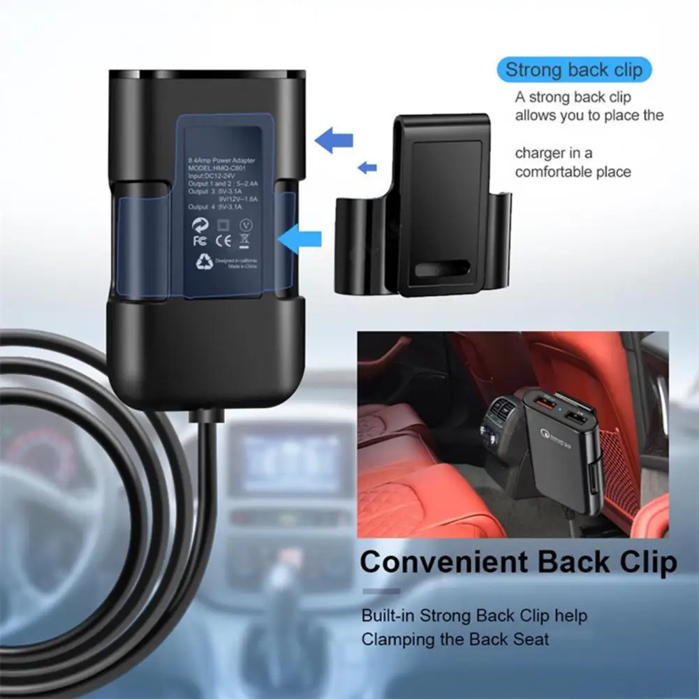 Car Charger with 4 Usb Ports Universal 4-port Car Charger with Qc3.0 Fast Charge Technology 8a High Power for Front for Quick