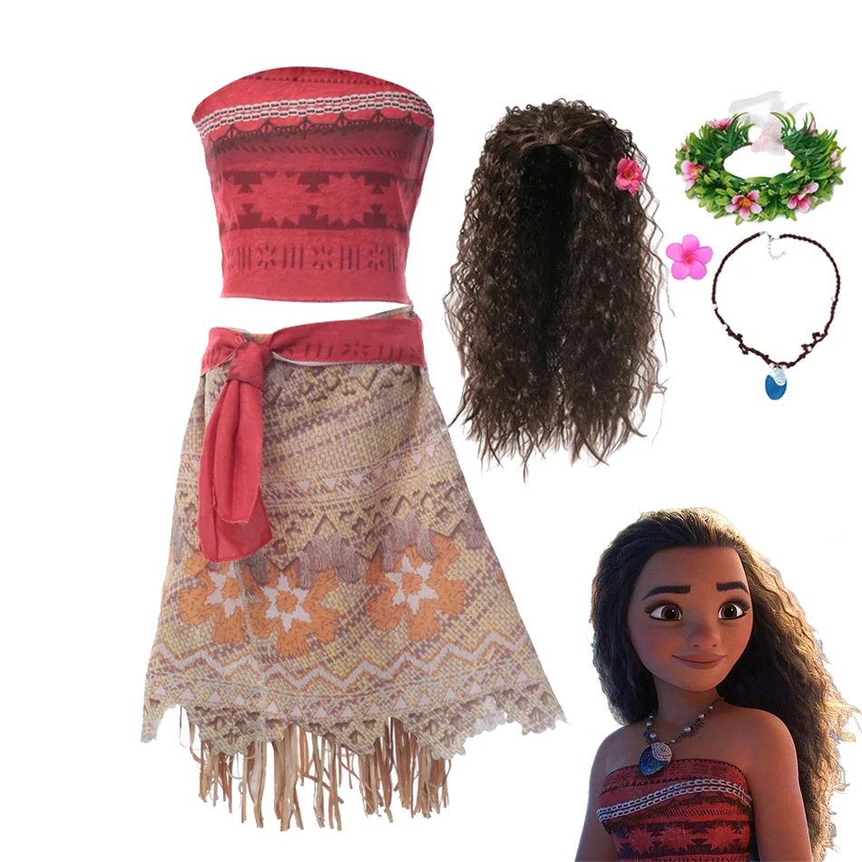 

Disney Moana Dress 2024 Halloween Dress Up Party Moana Costume Girl Princess Fancy Clothes Children Vaiana Dress Outfit