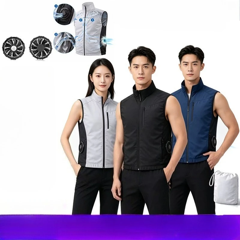 Summer Cooling Fan Vest Dual Side Waist Fan Air Conditioned Work Vest For Outdoor Fishing Workwear