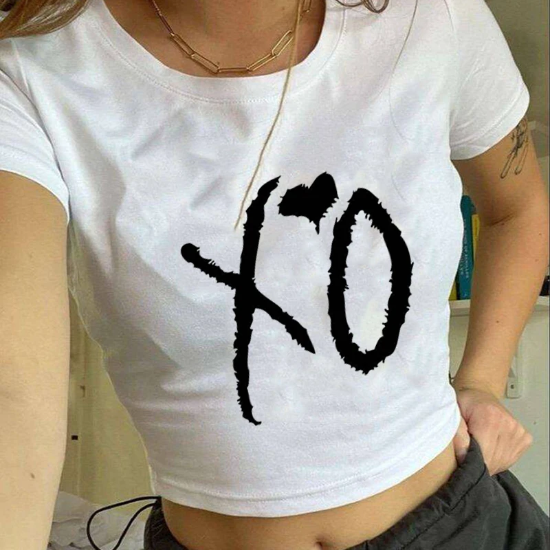 

Women Y2k Clothes The Weeknd Xo T-shirt Aesthetic Vintage Tops Fairy Grunge Graphic T Shirts Slim Short Sleeve Crop Top