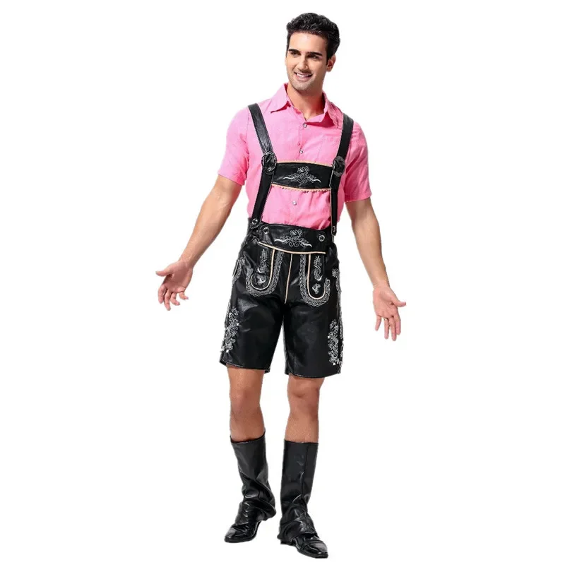 Traje de cuero de Lederhosen para hombre, traje de cerveza Oktoberfest, traje de tirantes, Festival de cerveza de Alemania, vestido de lujo