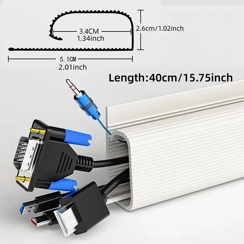 Self-Adhesive Cord Cable Organizer table wire trough Cord Cover Hider Cables Management Under Desk J Channel Cabled Raceway