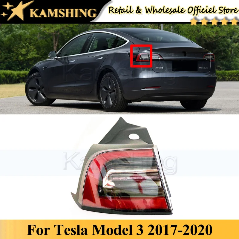 

Kamshing Outer For Tesla Model 3 2017 2018 2019 2020 Rear Tail light lamp Taillights taillamps Brake Light