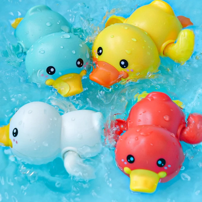 Bathroom Bath Shower Baby Clockwork Swimming Children Play Water Cute Little Yellow Duck Bathing Bathtub Toys For Kid