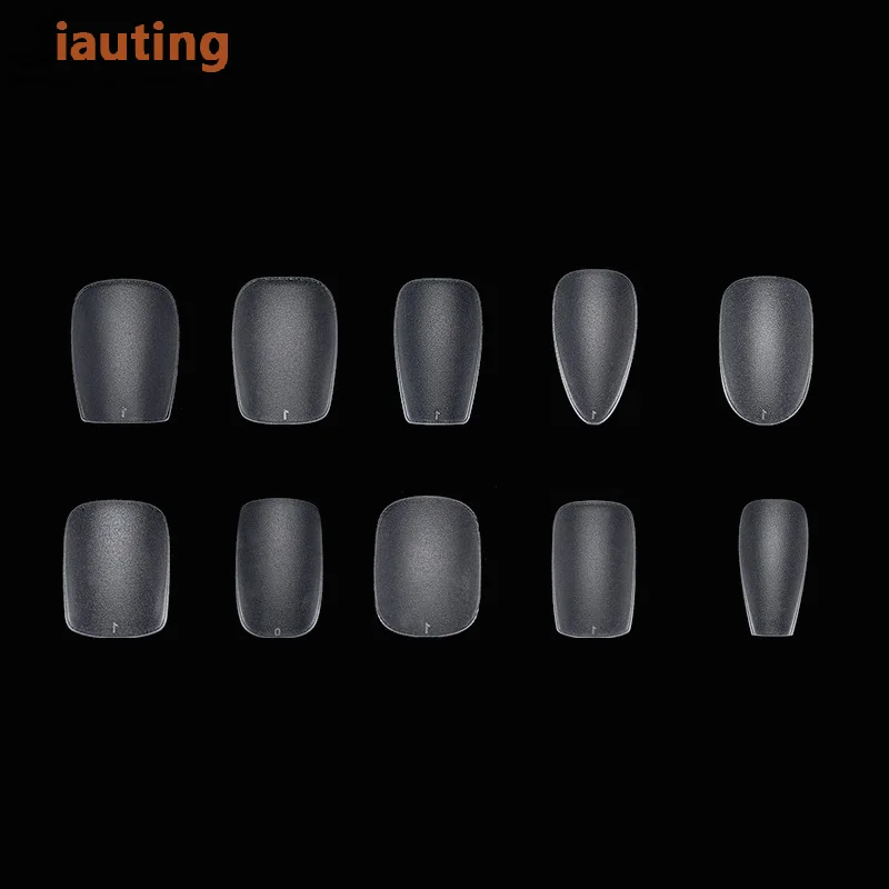 100개입/박스 무광 얇은 심리스 가짜 손톱 프레스온 네일 패치 풀커버 소프트 젤 네일 팁 연장용