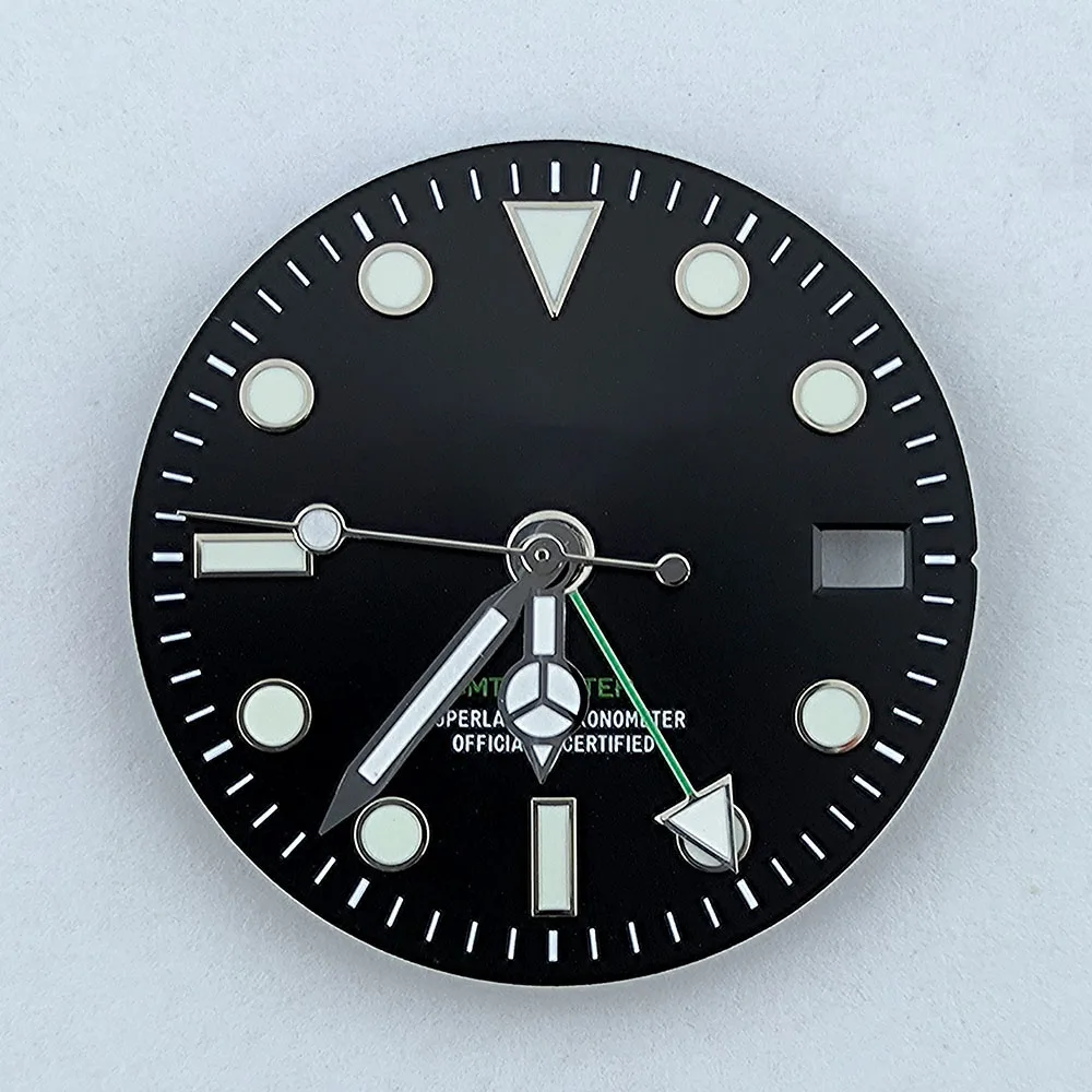 Циферблат NH34, 28,5 мм, циферблат для часов, индивидуальный логотип, циферблат без логотипа, зеленый светящийся циферблат, подходит для часов с механизмом NH34, аксессуары