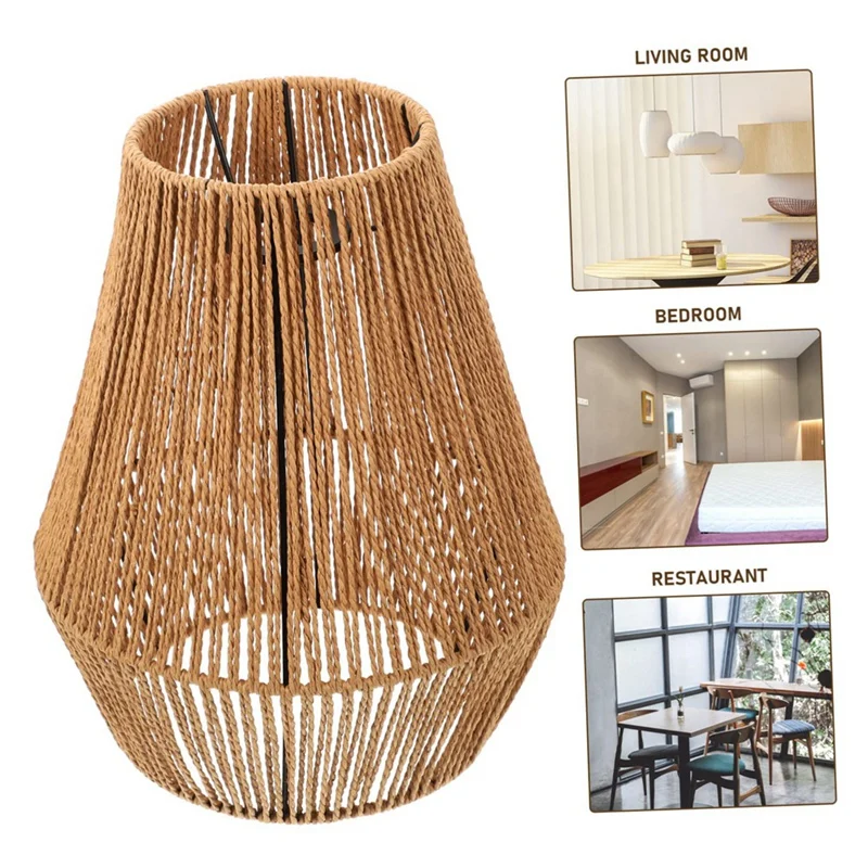 Woven Chandelier Shade Woven Rattan Lamp Shade For Home Table Lamp Lampshade Bedside Table Lamp Manual Paper Rope