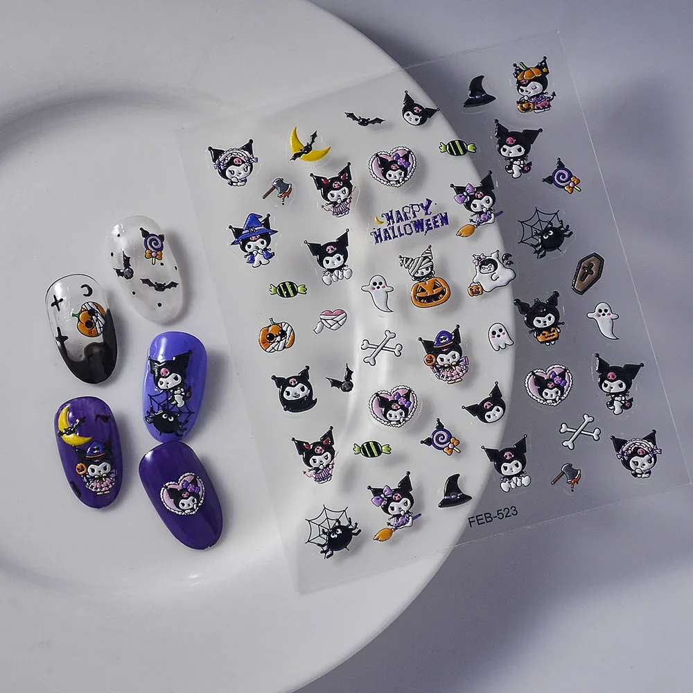 Sanrio Geprägte 5D Nagelaufkleber Anime Nagelkunst-Zubehör Kero Kero Keroppi My Melody Hello Kitty Aufkleber Nageldekoration Abziehbilder – Detail 9