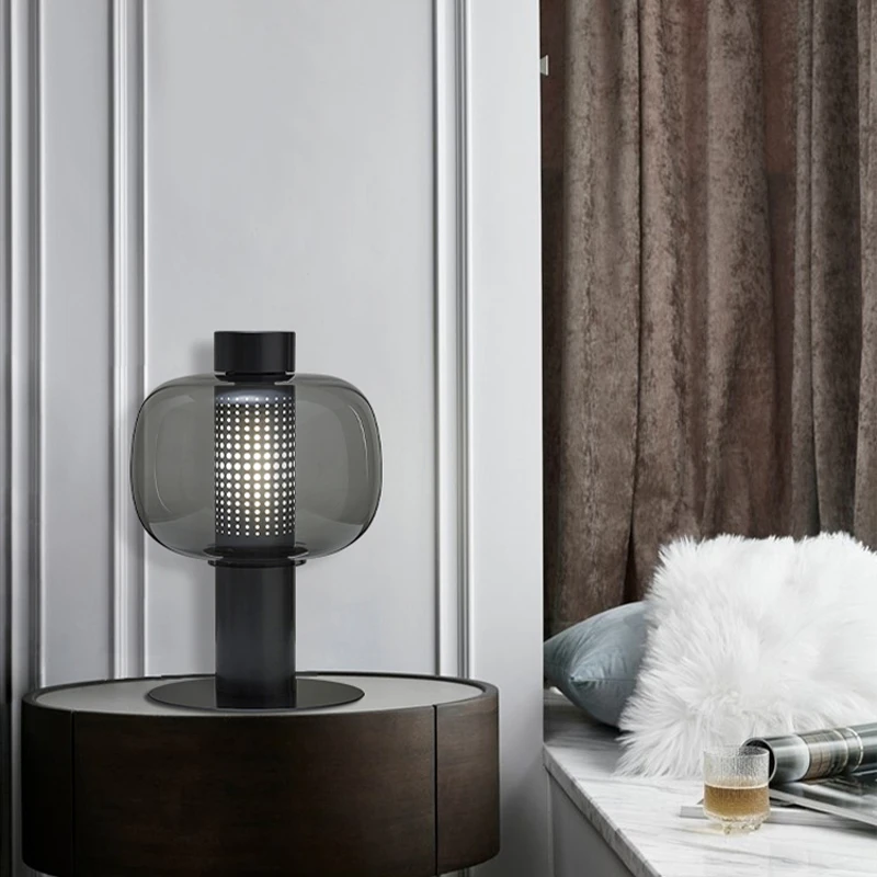 Modern light luxury bedroom bedside table lamp Simple design glass table light
