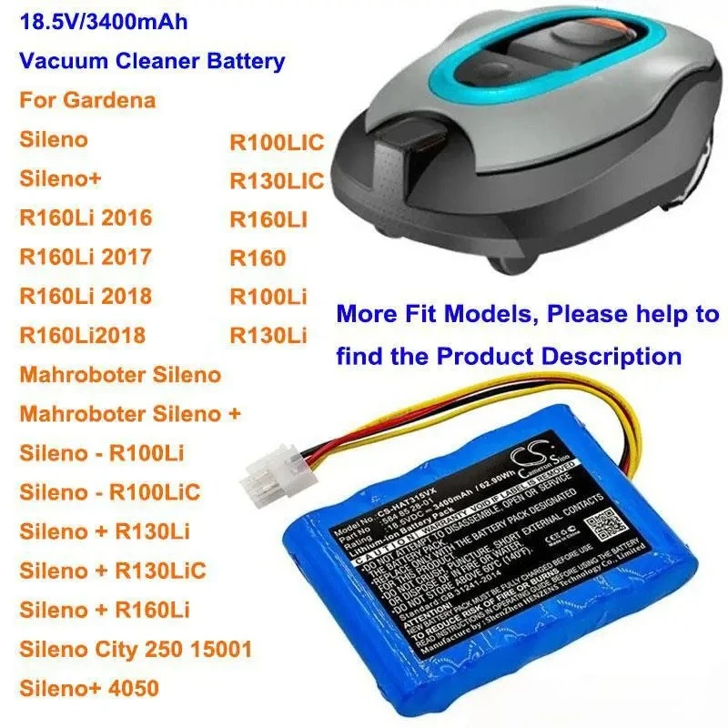 

Cameron Sino 3400mAh Battery for Gardena R100Li, R130Li, R160Li 2016/2017/2018,Mahroboter Sileno, Sileno +,R100LIC,R130LIC,
