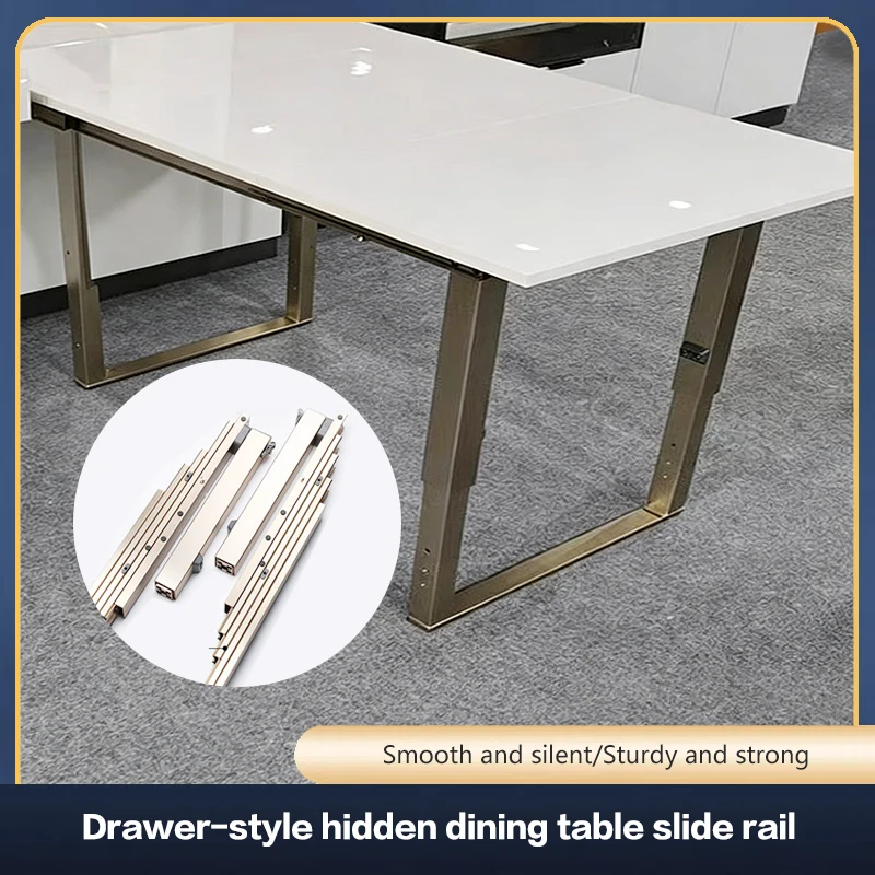 

Sturdy Heavy Duty Aluminum Alloy Hidden Drawer Slide Rail Multi Section Track With Legs For Kitchen Sideboard Folding Table