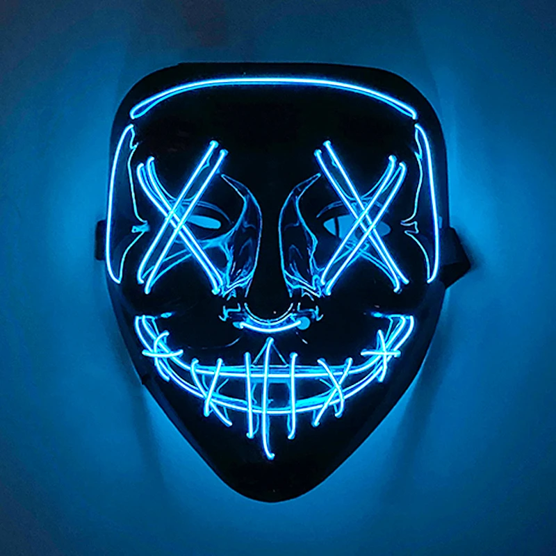 New Design Wireless Type Halloween LED Purge Mask Convenient Headwear Costume Mask Neon  Light Flashing For Carnival Halloween