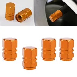 4Pcs Refit Metal Car Truck Motorcycle Ventil Valve Stem Caps Hexagonal Wheel Tyre Rim Air Port Dust Covers Orange Exterior Parts