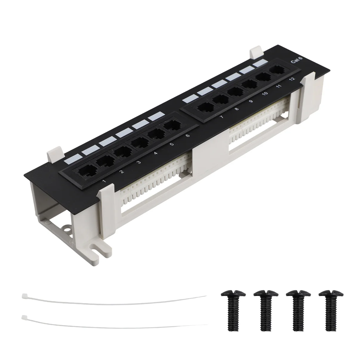 B68C Network Tool Kit 12 Port CAT6 Patch Panel RJ45 Networking Wall Mount Rack with Surface Wall Mount Bracket