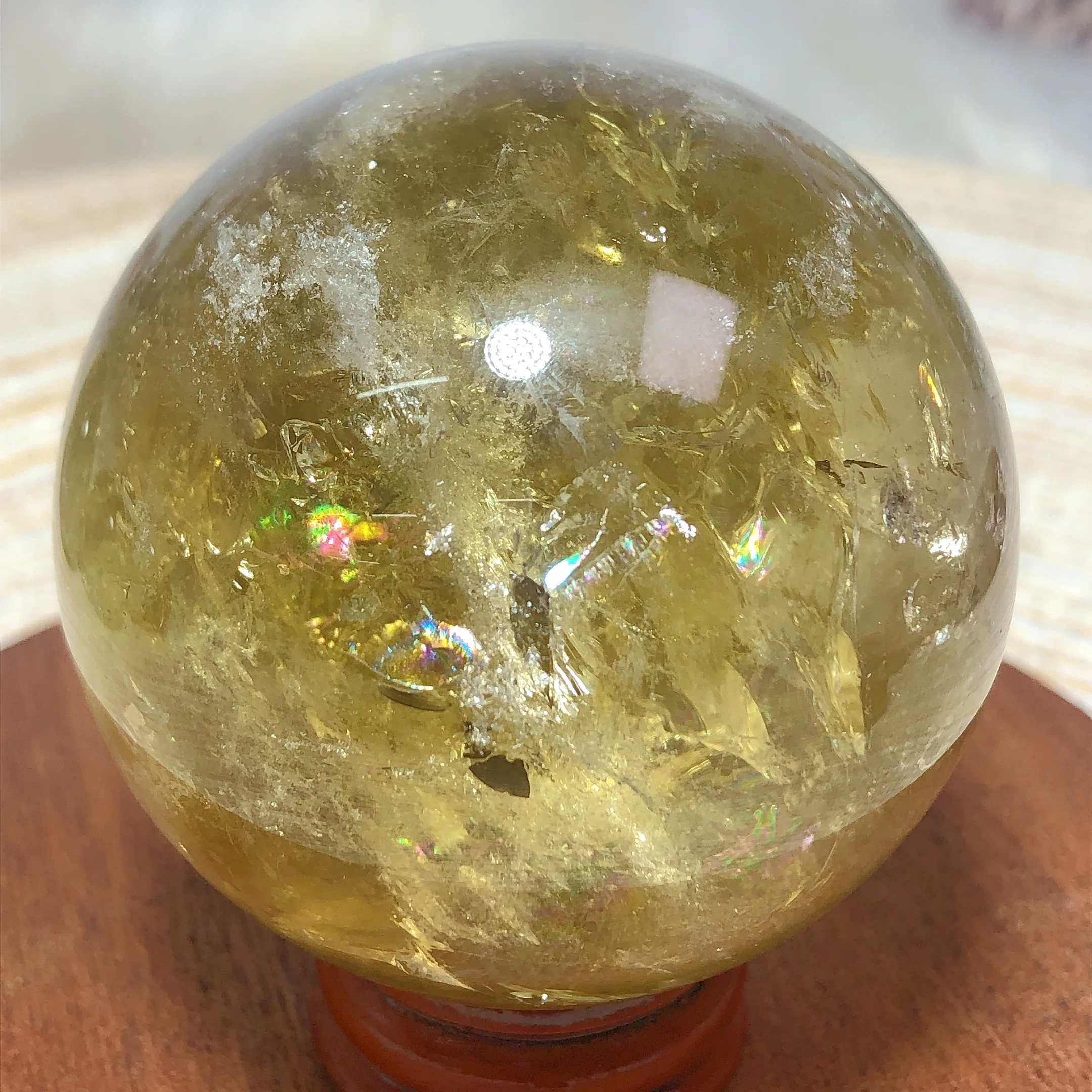 High Quality Healing Natural Crystals Rainbow Citrine Sphere Ball Home Decorations Reiki Polished Room Decor Energy Gift