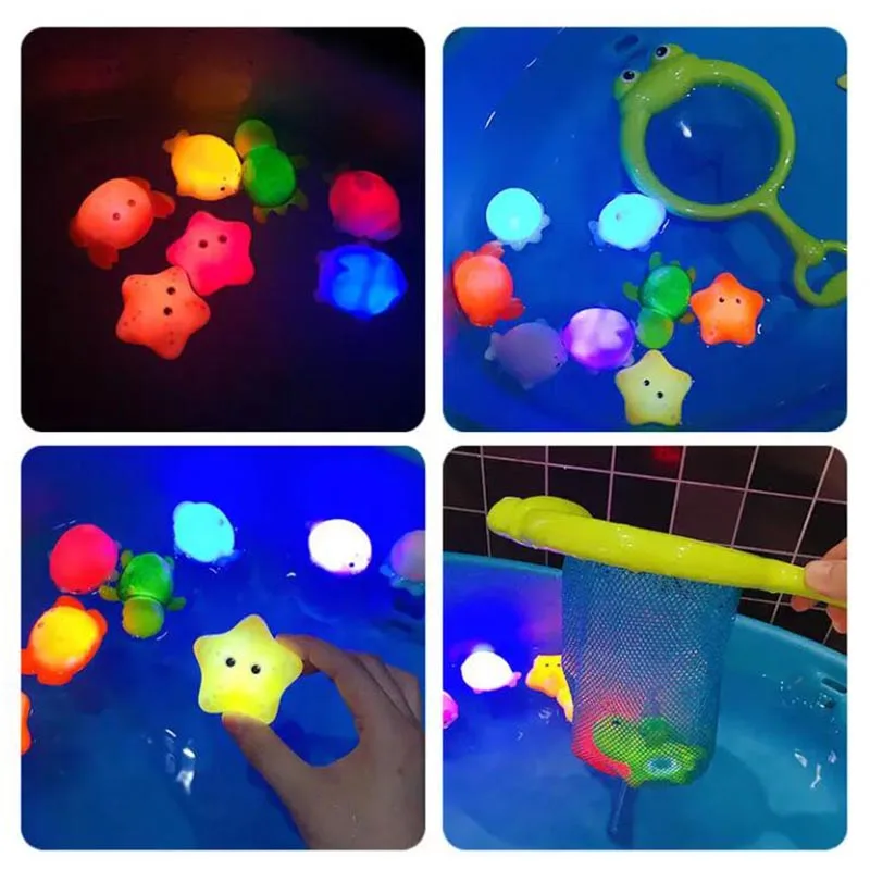 Bathtub Shower Game Animal Cartoon Fun Light Up Baby Bath Toys Floating Kids Water Swimming Toy For Baby Bathroom Bath Toys Set