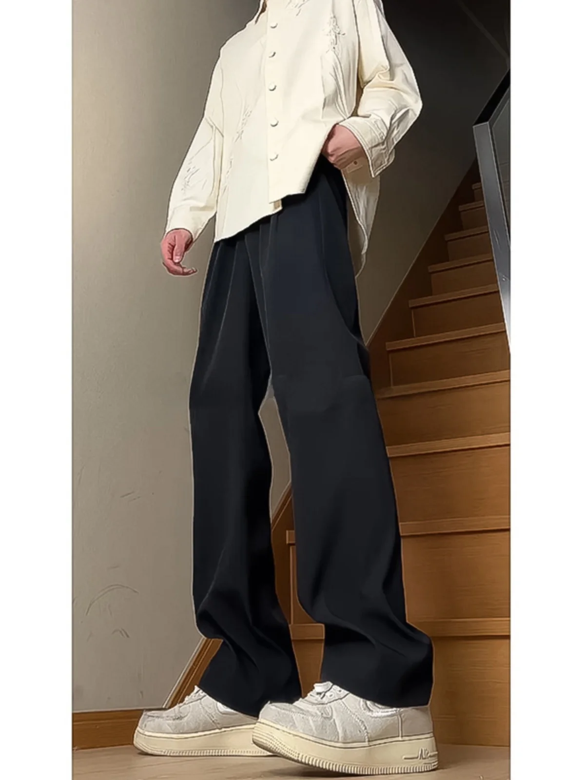 

Bla High Waist Straight Leg Men's Casual Pants Spring Autumn American Vibe High Street Faion Trousers Youth Active Sle