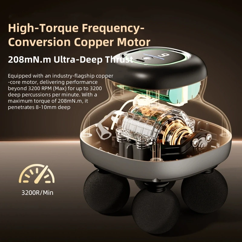 Alat Pijat Otot Profesional Pistol Fasia Genggam 4 Kepala Pemijat Tubuh Jaringan Dalam Elektrik Portabel untuk Pelepasan Myofascial