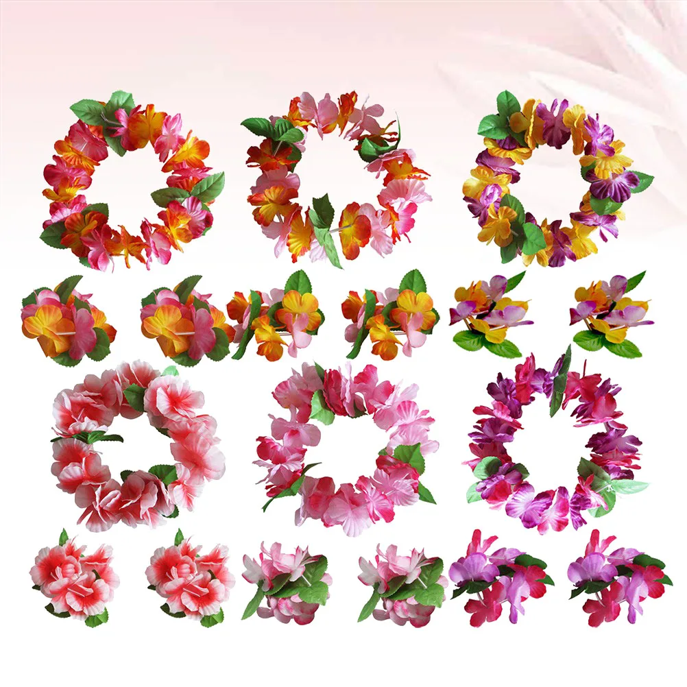 

6 Sets Floral Headb Wreath Hair Accessories Hawaiian Headdress Festivals Flower Set Girls Wedding Party Photoshoot