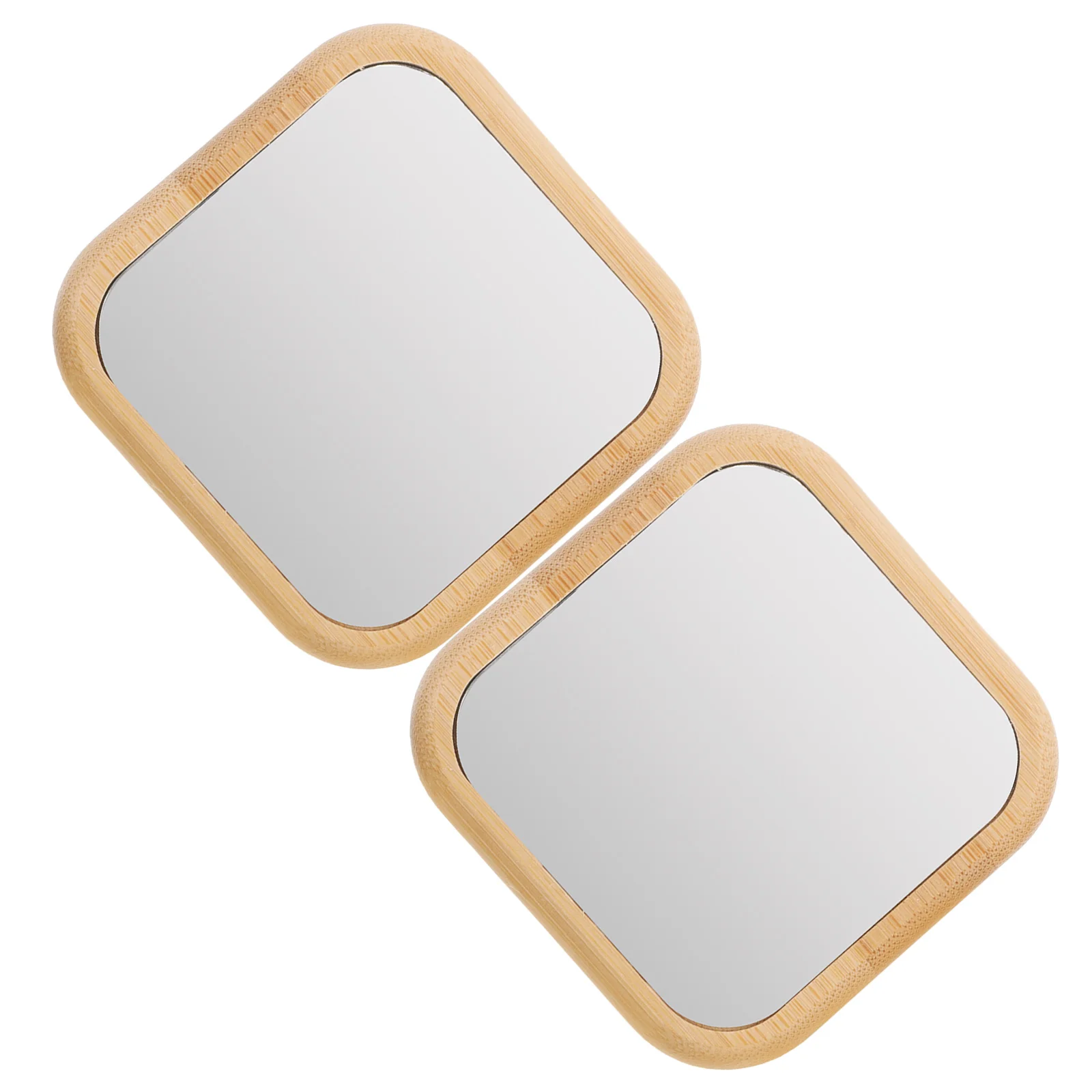 2 stuks draagbare houten compacte handspiegel kleine vierkante make-upspiegel voor reistas handtas dames meisjes compacte spiegels