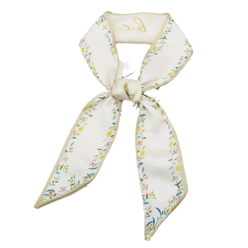 Romantic flower season pastoral silk scarf tied for Women, Lightweight Versatile Bandana Style, Daily Office Party Vacation Boho image 5