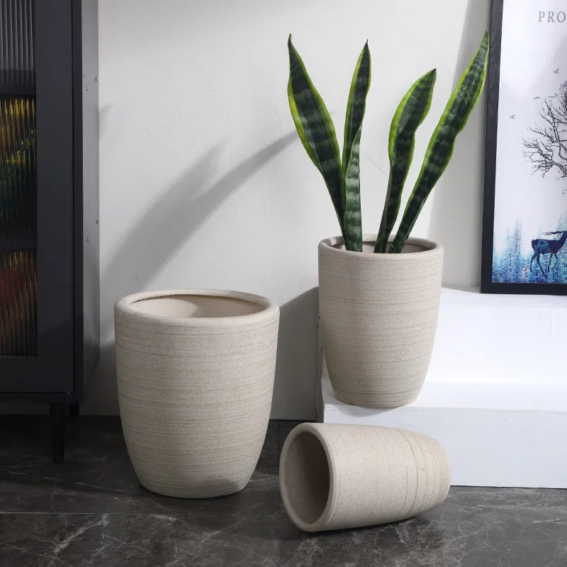 ins Nordic ceramic flower pot modern simple living room balcony ornament extra large diameter floor-to-ceiling indoor green plan