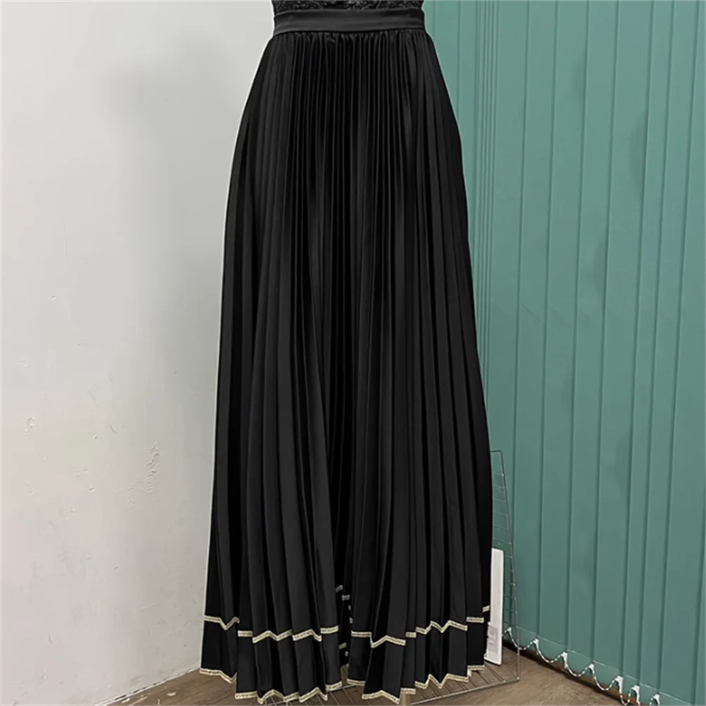 

Autumn and winter elegant body pleated long length skirt