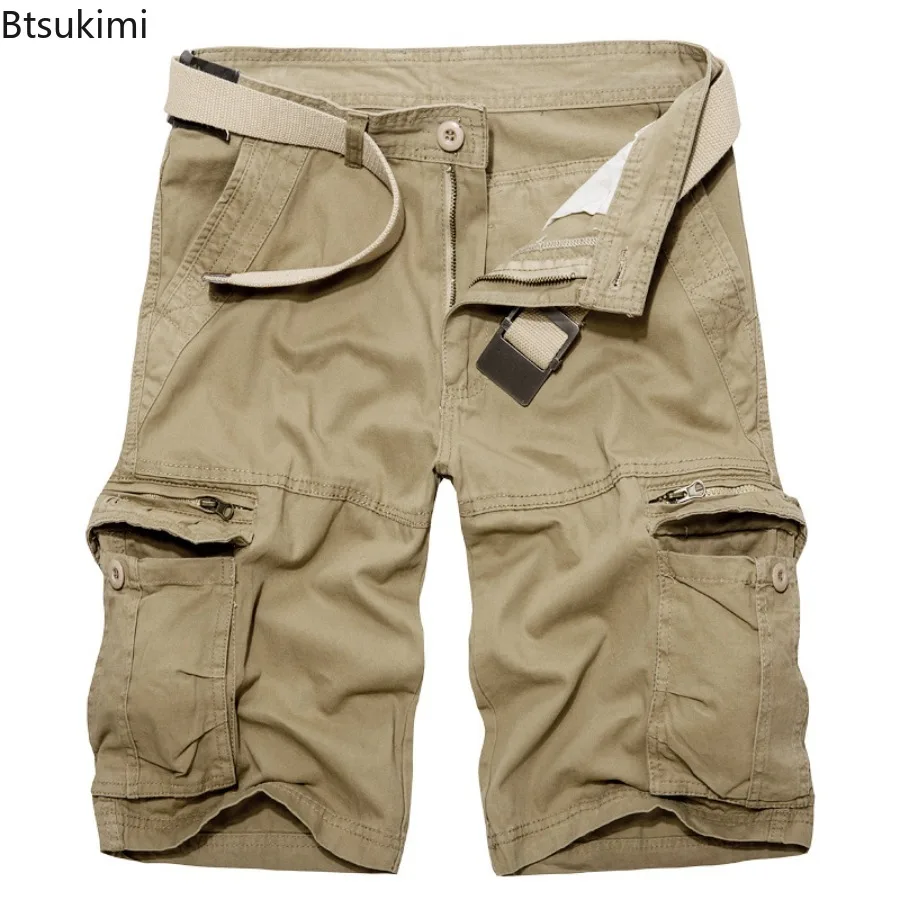2025 Summer Men's Cotton Cargo Shorts High Quality Men Outdoor Loose Casual Sport Shorts Oversized Multiple Pockets Homme Shorts