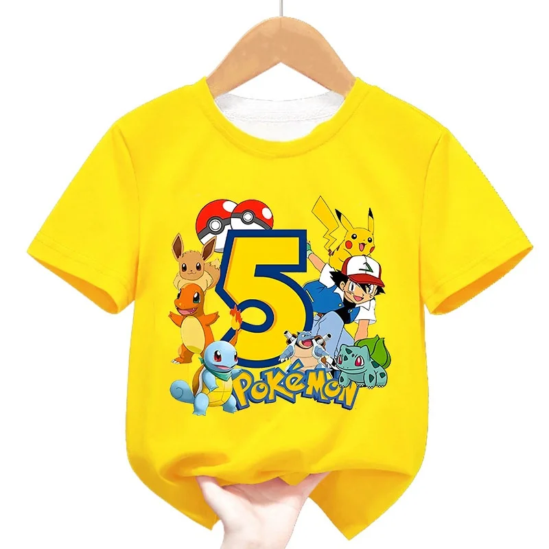 

Футболка с короткими рукавами и рисунком Пикачу для пары «Покемон», летняя футболка с номером, милые мужские и женские пары Y2k, детские спортивные футболки на открытом воздухе