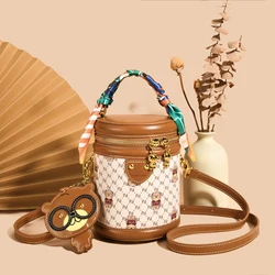 Cylinder bag female 2023 new fashion small bag purse Girl crossbody bag for women classic HI-Q shoulder bear mobile phone bag