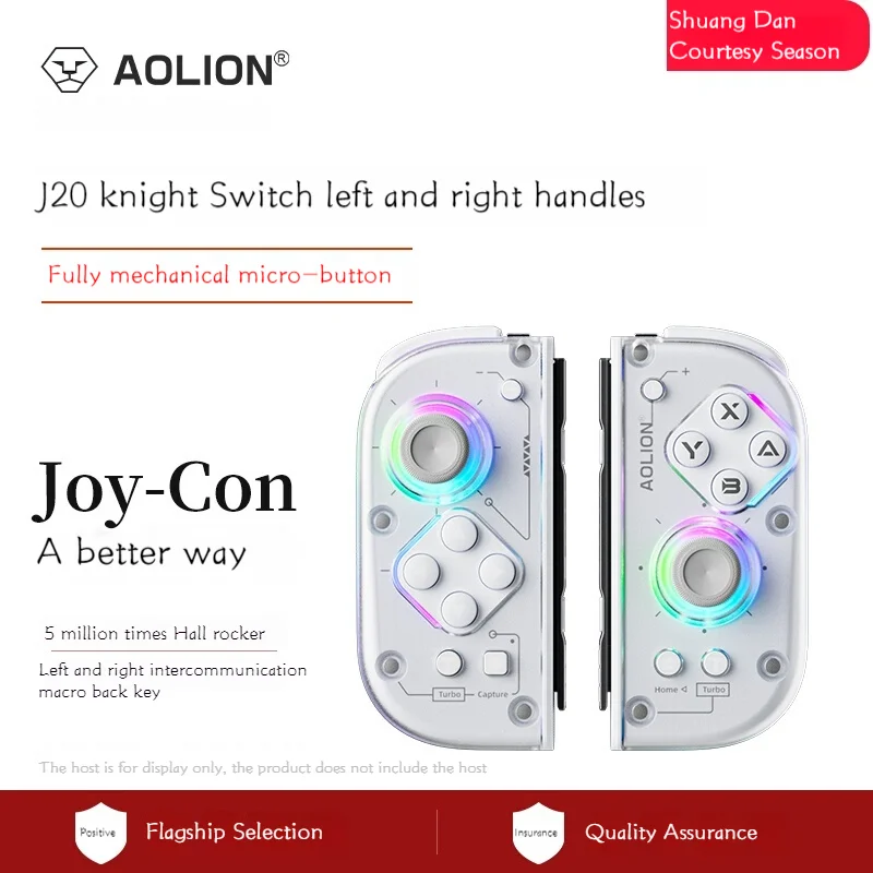 2025 New AOLION J20 Knight Switch Controller Joycon Left And Right Controllers Hall Joystick Wireless Bluetooth Ns Split Gamepad