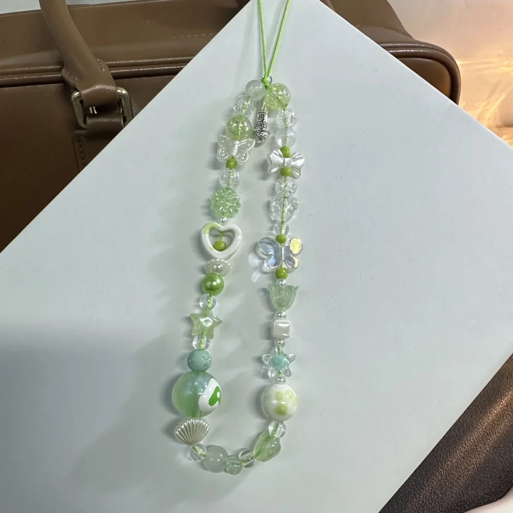 

[Lw] Four-leaf clover mobile phone chain wind tulip flower mobile phone chain universal beaded chain pendant camera lanyard