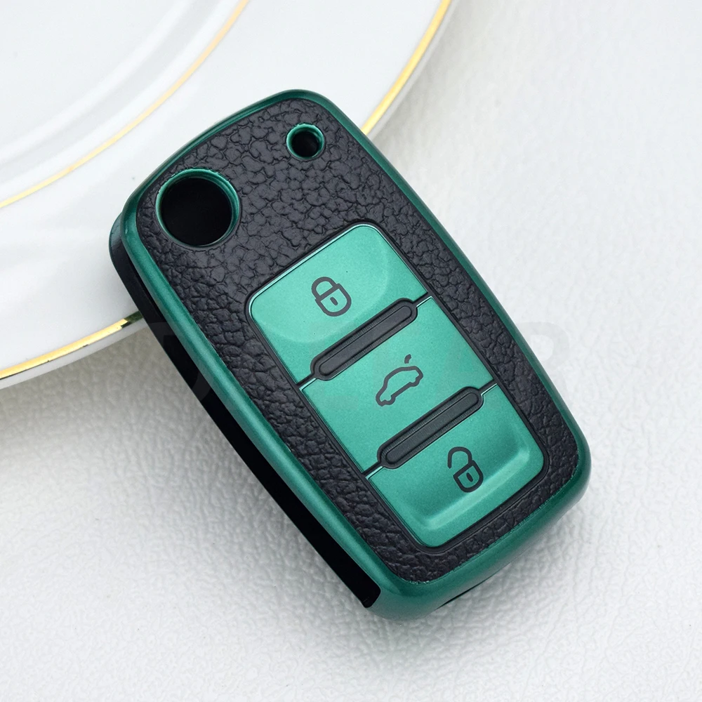 TPU Leather Car Key Cover Case for Volkswagen for VW Bora Polo Tiguan Jetta Passat B5 B6 B7 Golf Beetle for Skoda Octavia