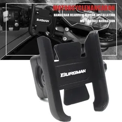 For Burgman AN125 AN200 AN400 AN650 Motorcycle Mobile Phone Holder GPS Navigator Mirror Handlebar Bracket Accessories