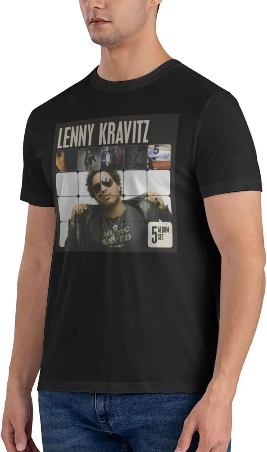 Lenny Music Kravitz Shirt Men'S Breathable Crewneck Short Sleeve Cotton Tshirts Personalized Pattern Custom Tee Black