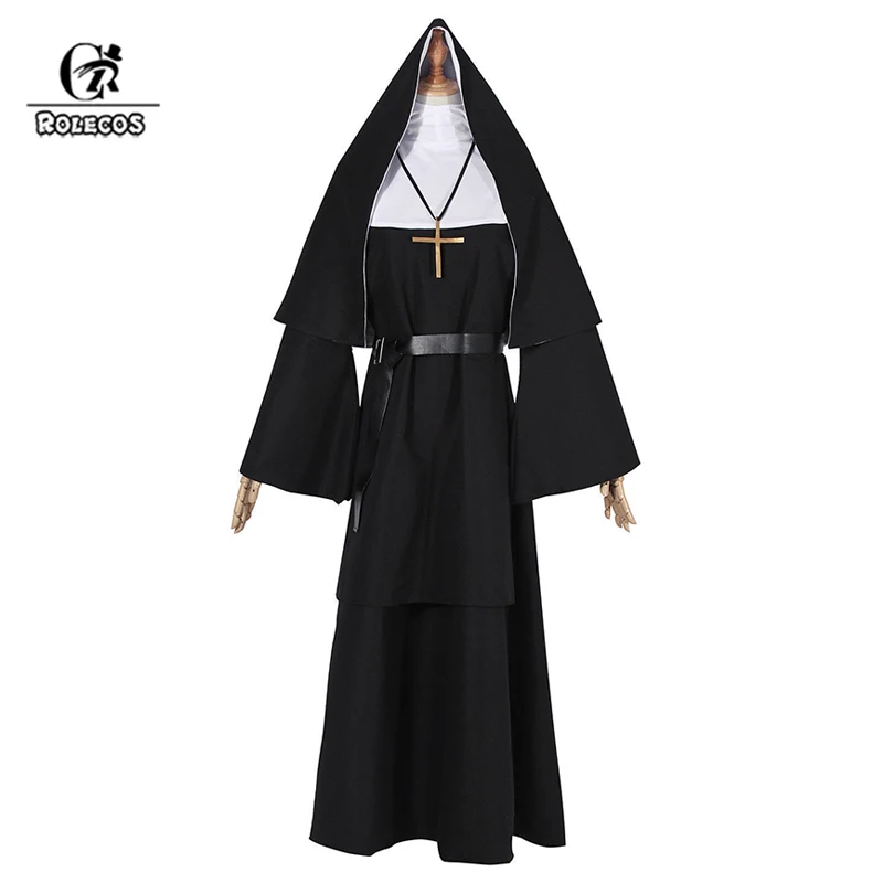 

NSPSTT Nun Valak Costume The Conjuring 2 Halloween Cosplay Fancy Dress Black Women Uniform Party Outfit Full set