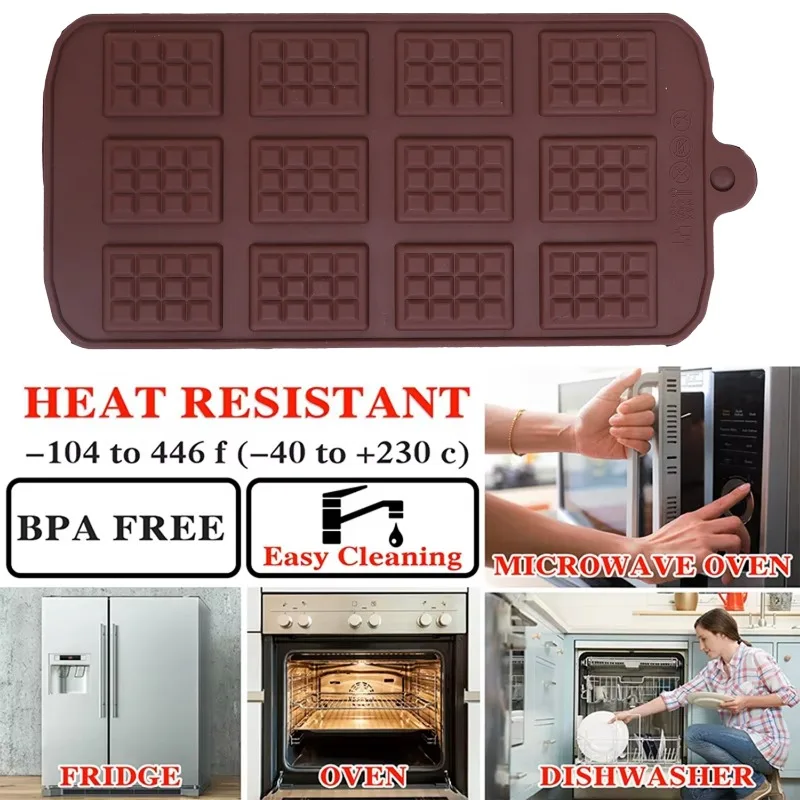 قالب شوكولاتة من السيليكون 12 معجنات فندان، قالب حلوى، تزيين وضع الكيك، ملحقات خبز المطبخ