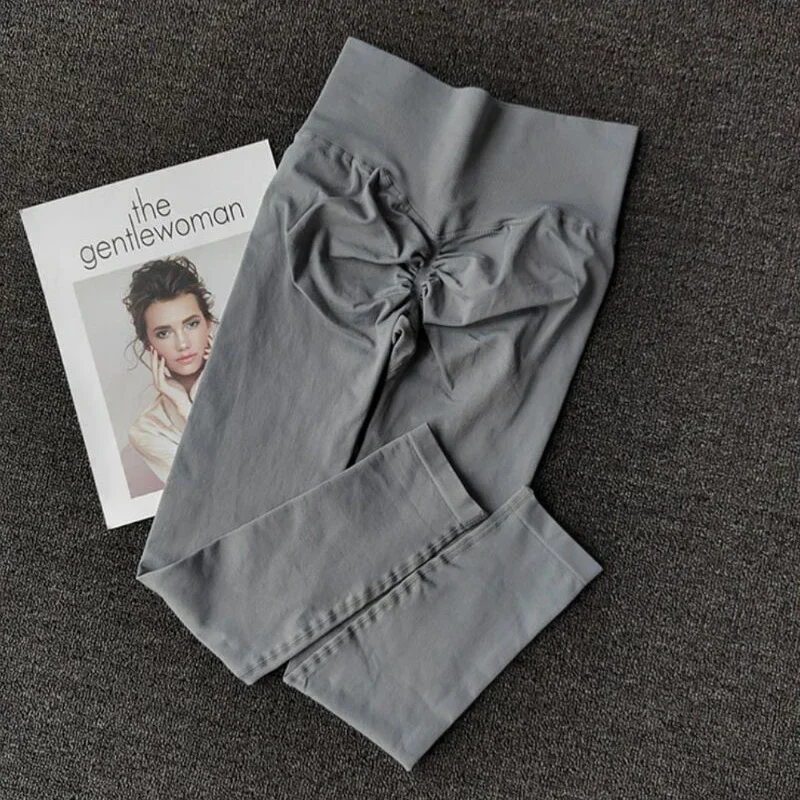 ผู้หญิงเอวสูงเรียบกีฬากางเกงโยคะกีฬาถุงน่องมุมมองโยคะและยิมวิ่งกางเกงแห้งเร็ว