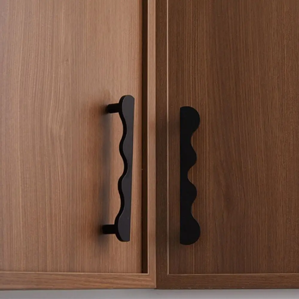 Wave Shape Brass Cabinet Handles Modern Design Pure Brass Drawer Pulls Antique Bronze Door Hardware Handle Restaurant Door