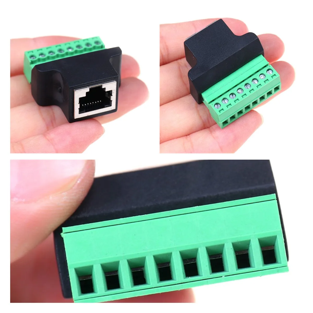 1pc RJ45 Female to Screw Terminal 8 Pin Connector Ethernet Cable Extender Adapter