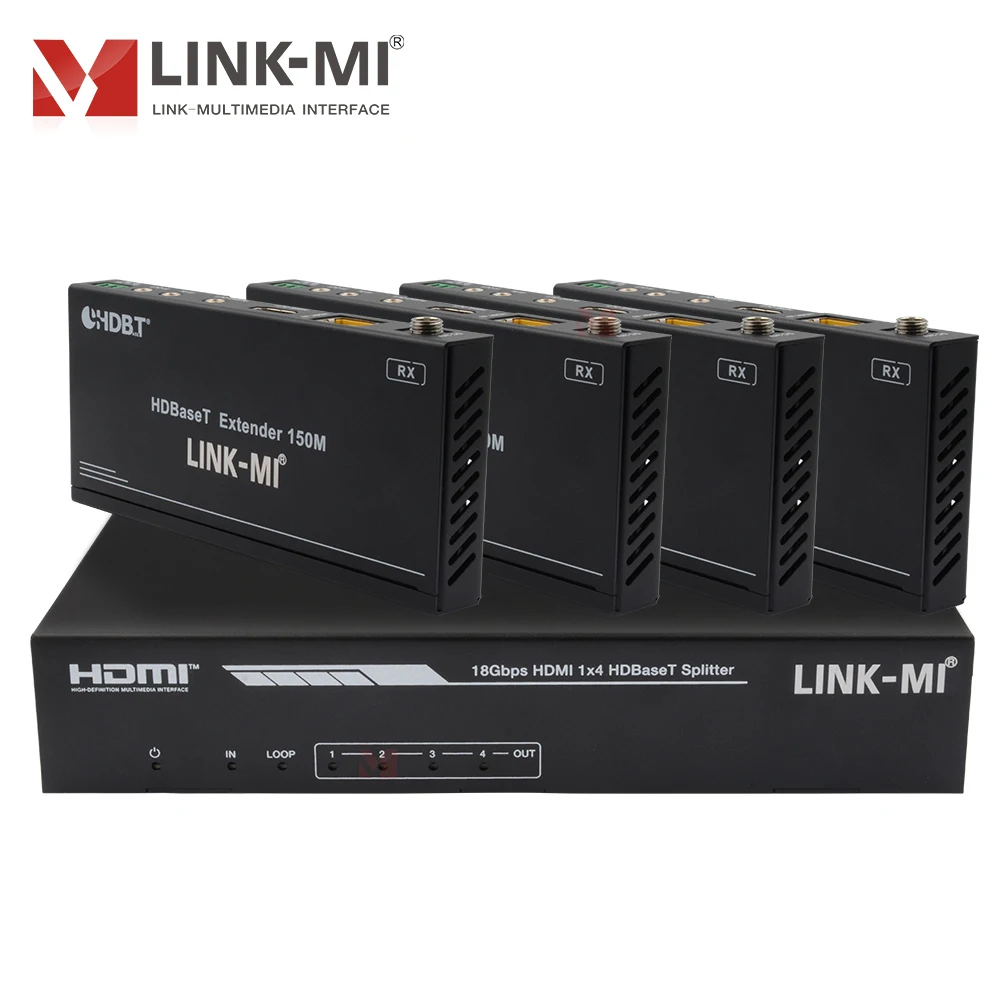HDMI over Splitter 1 × 4 18 Gbps, 4K @ 60 Hz de áudio HD de 7,1 canais, gerenciamento EDID e função POC, via um único cabo CAT6/6a/7