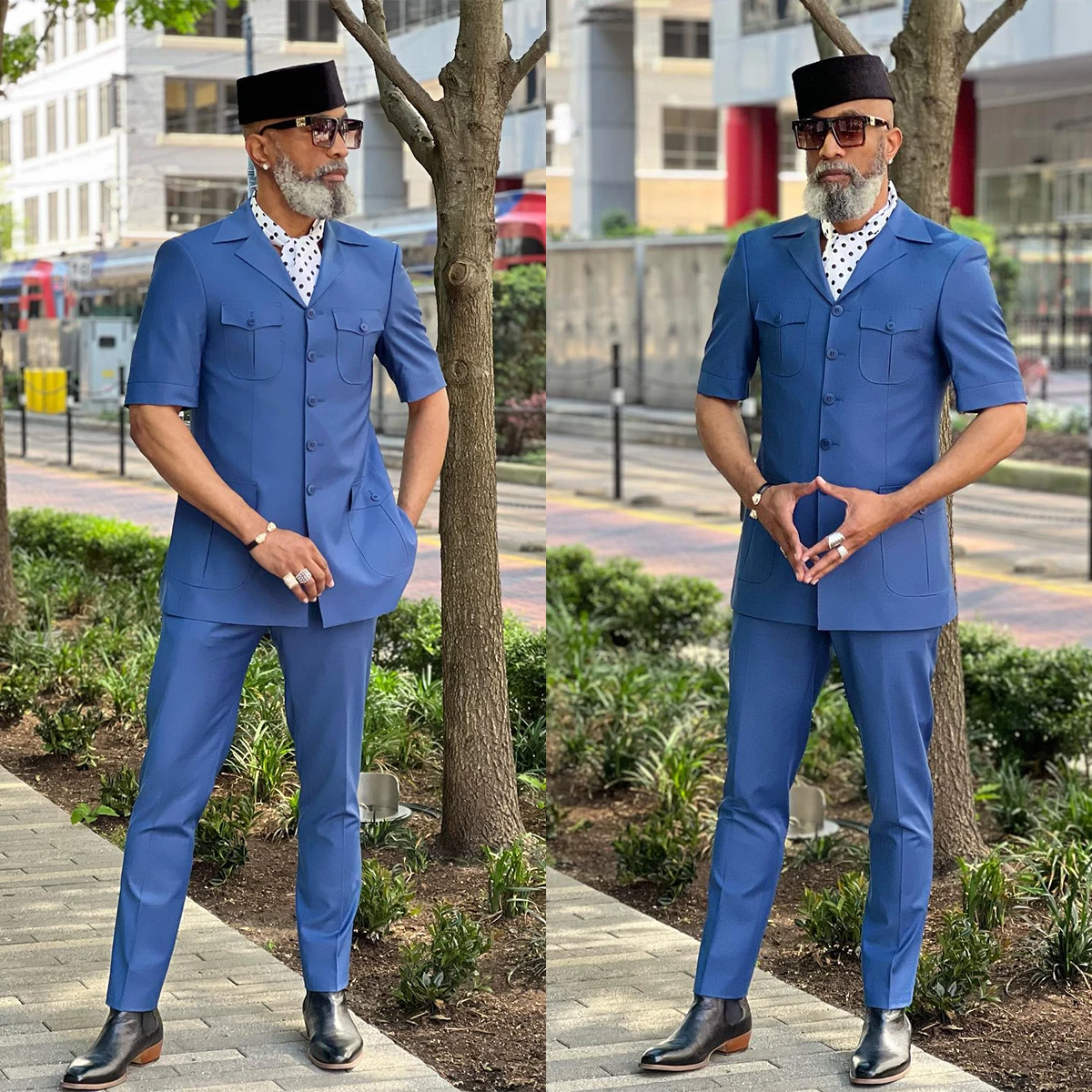 

Summer Mens Pants Suits Customized Holiday Groom Short Sleeve Jacket Sets 2 Pieces Birthday Party Homecoming Business Wear