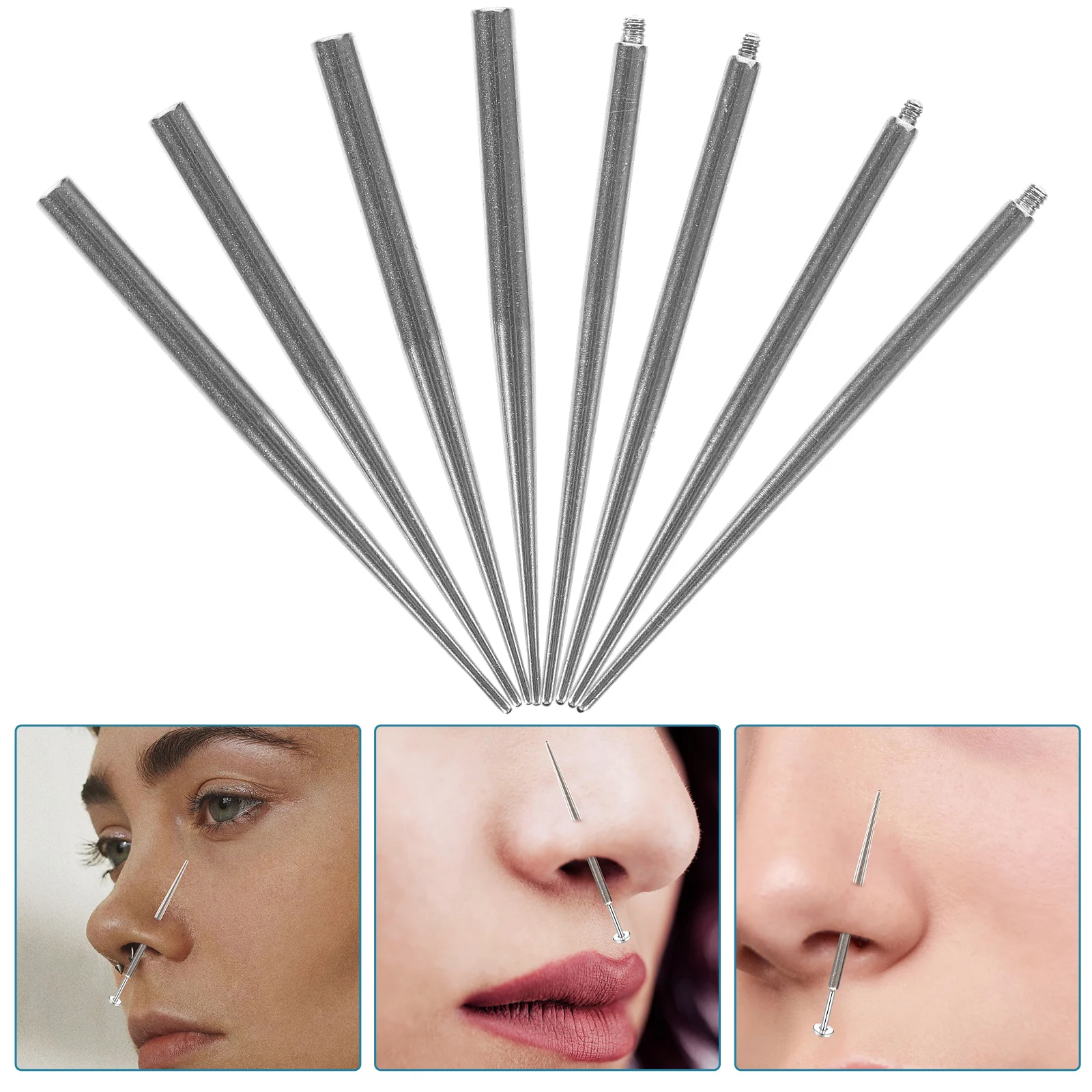 

8 pcs Taper Pin High Grade Steel Ear Nose Body Piercing Taper Pin For Body Piercing Stretching Kit Nose Navel Lip Tools Kit
