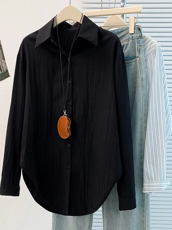 Ele japonês sle longo sve irt feminino plus size versátil emagrecimento high-end sentimento artístico comutar topo