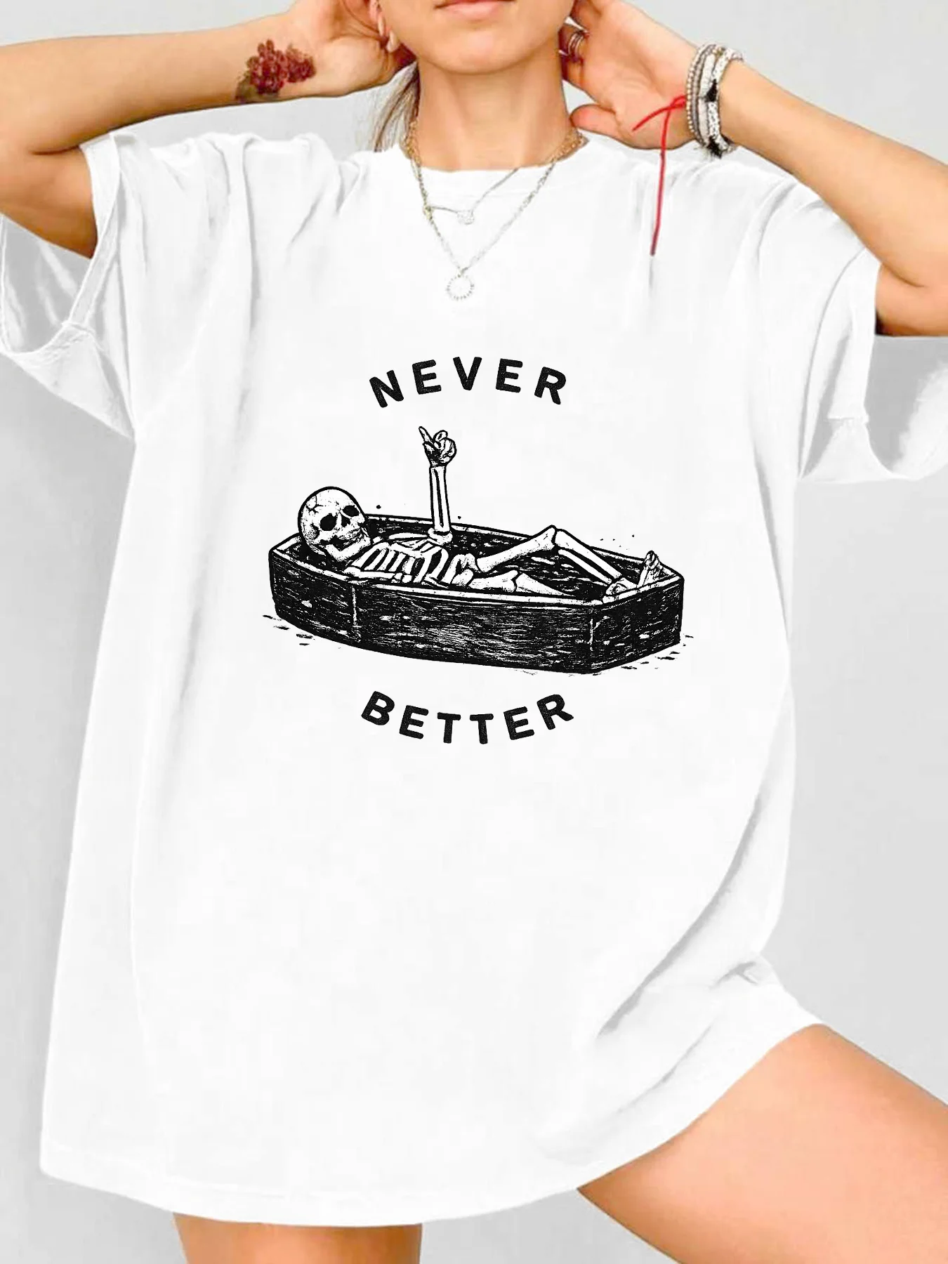 

【WDS00151】Plus size women's round neck short sleeve T-shirt with elastic half sleeves and trendy prints