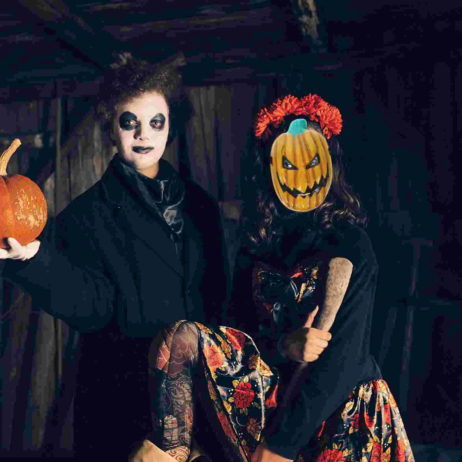 2PCS Halloween Ghost Festival Pumpkin Face Mask Pumpkin Mask Party Supplies for Carnival Cosplay Halloween