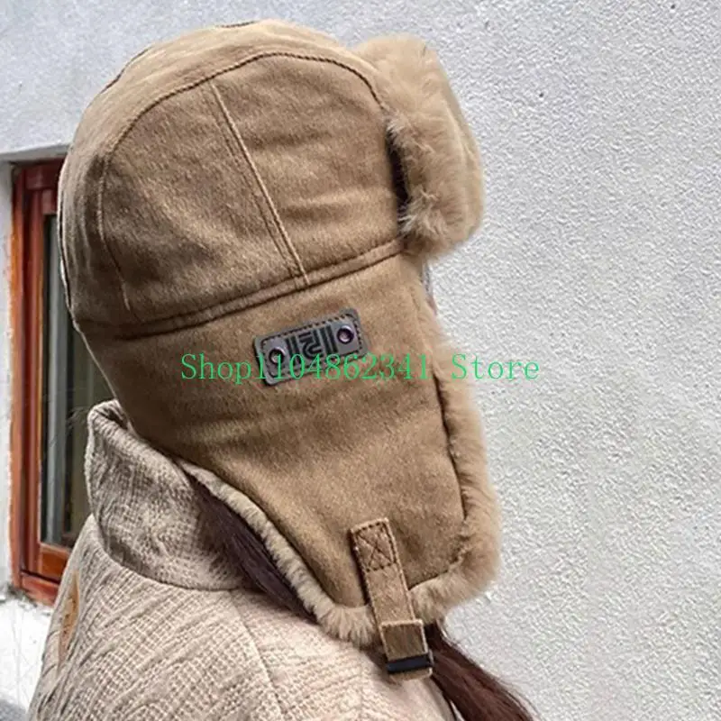 

652F Adult Teens Windproof Earflap Hat Winter Skiing Windproof Thicken Trapper Hat