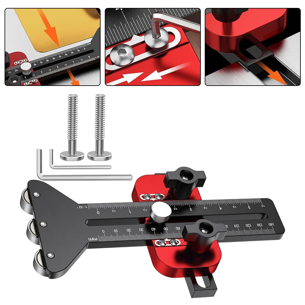 

Precise Thin Rip Table Saw Jig Thin Plate Cutting Positioner Woodworking Table Slide Positioning And Fixing Tool With 3 Pulleys
