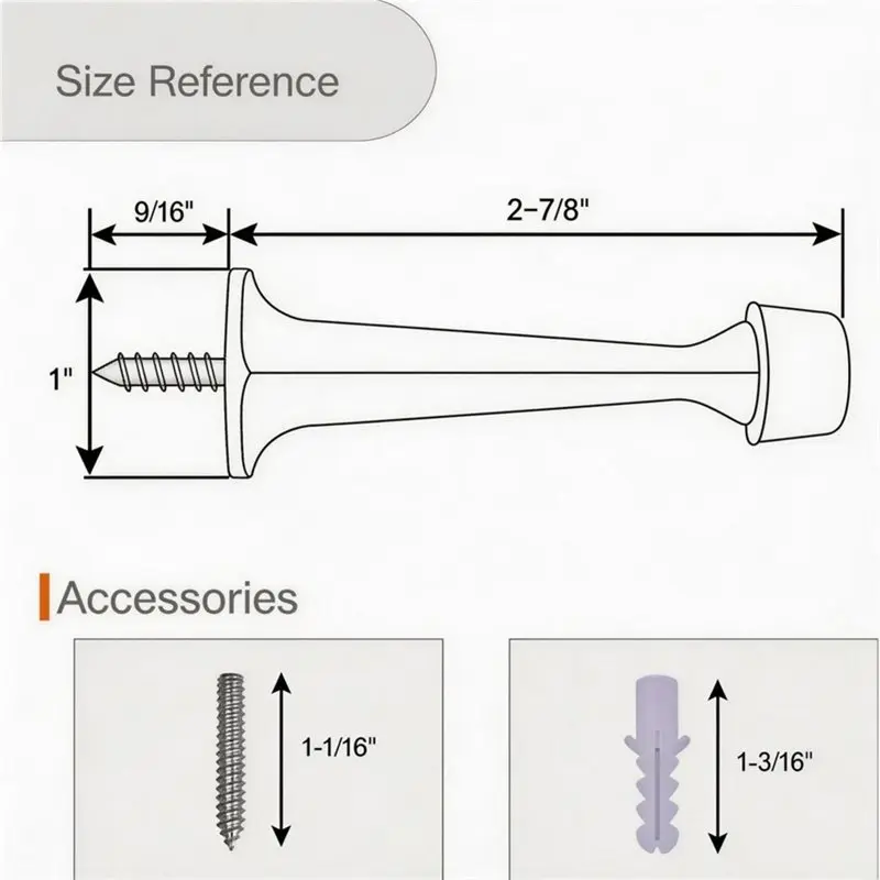 A19F-6Pcs Heavy-Duty Solid Rigid Door Stops With Rubber Tips