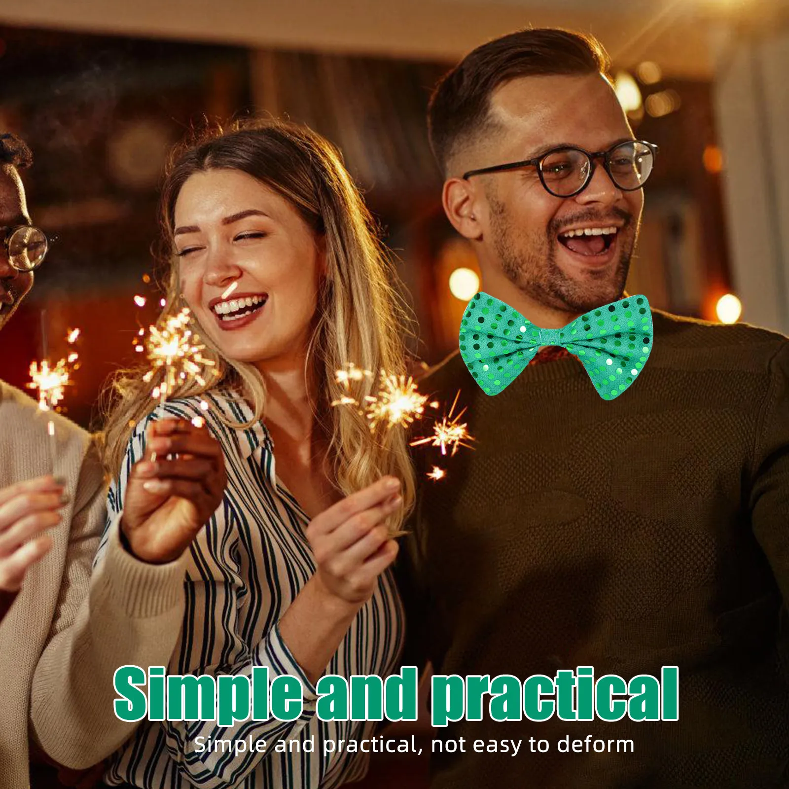 

Набор из 6 зеленых галстуков-бабочек с пайетками для праздников, блестящие аксессуары для вечеринок и фотосессий, галстук-бабочка для Дня Святого Патрика